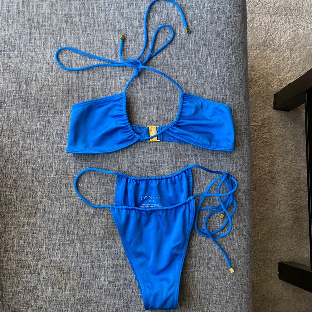 Brand New XS/M Sommer Swim Xena bikinis set Sirius blue halter cheeky thong